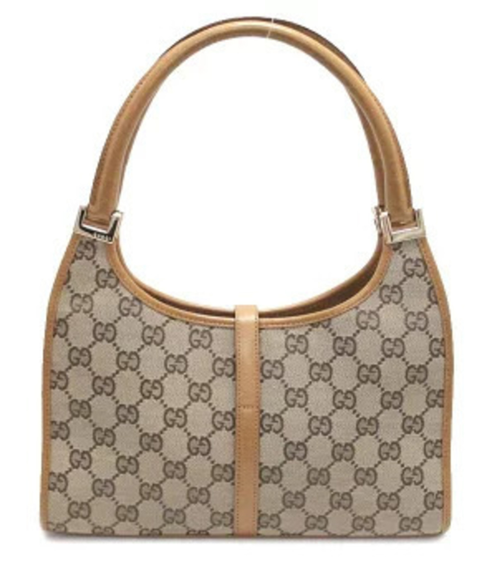 Gucci Handbag GG Jackie Beige x Cream Leather Canvas Tan Cream